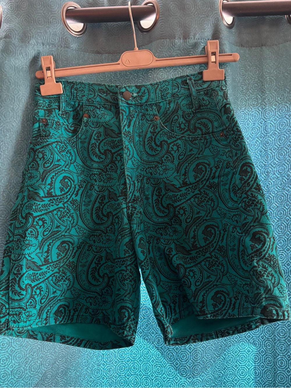 Vintage Teal Paisley Casual Shorts
